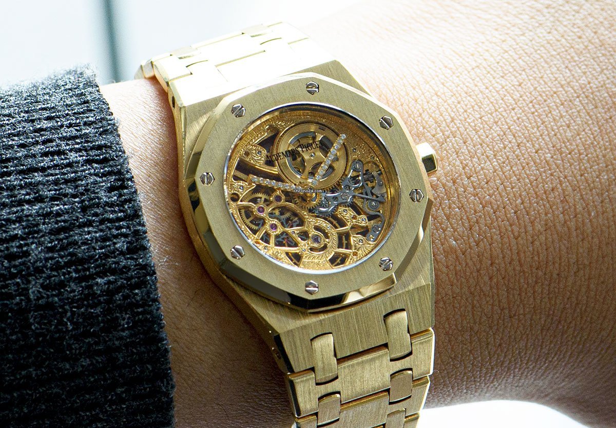 IMG_9081 Audemars Piguet Royal Oak Mens watch Unisex Manual winding Yellow gold 14789BA Replica 8