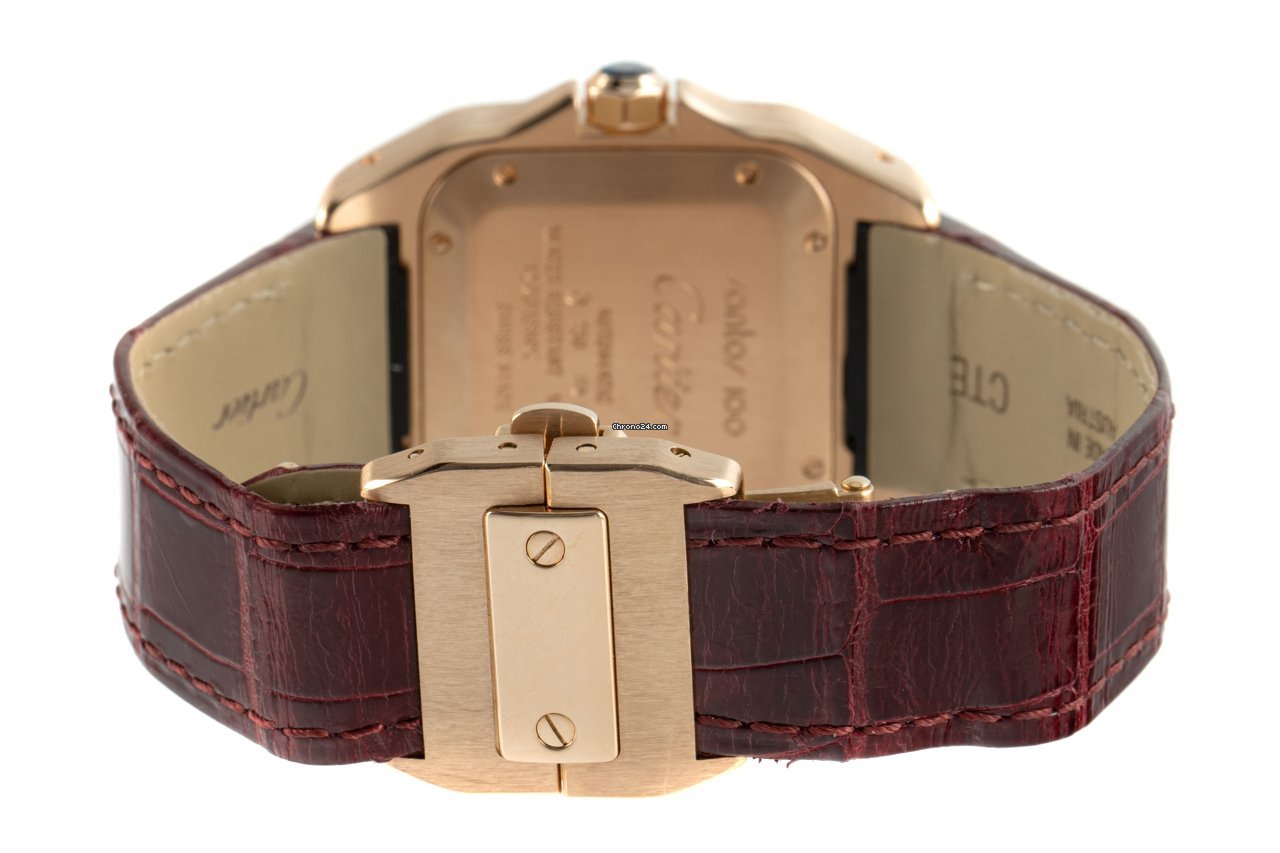 IMG_9081 Cartier Santos 100 Mens watch Unisex Automatic Yellow gold 2879 Replica 8