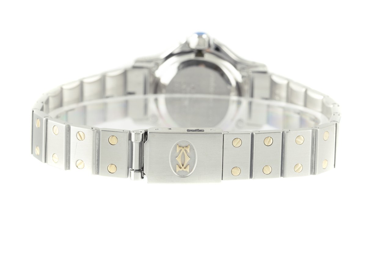 IMG_9081 Cartier Santos Womens watch Automatic Gold Steel 09078 Replica 8