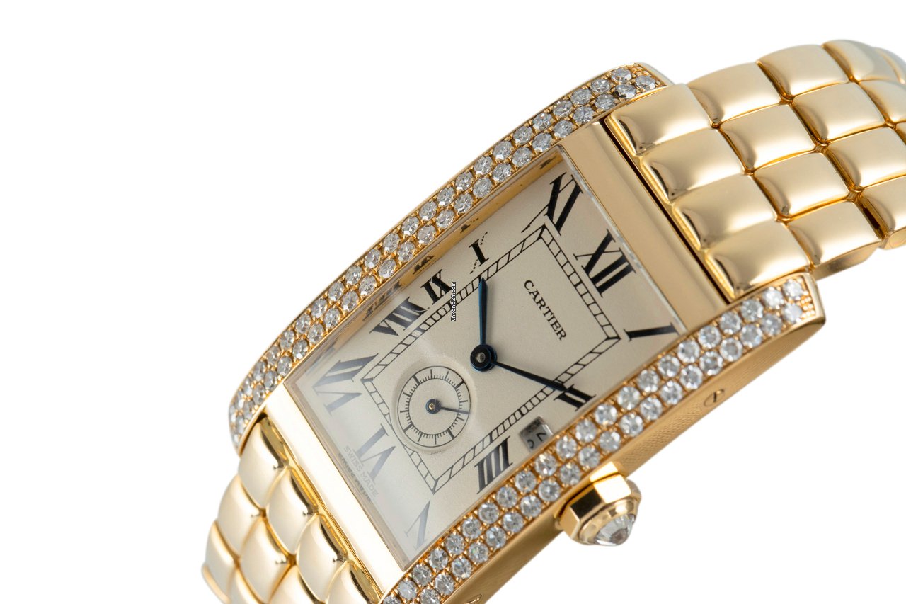 IMG_9081 Cartier Tank Americaine Mens watch Unisex Quartz Yellow gold 8119 Replica 8