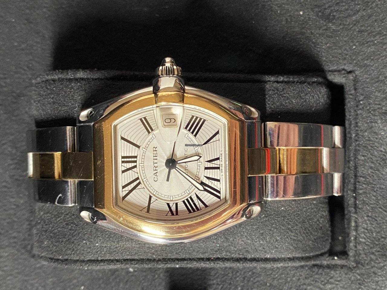 IMG_9081 Cartier Roadster Mens watch Unisex Automatic Gold Steel w62031y4 Replica 8