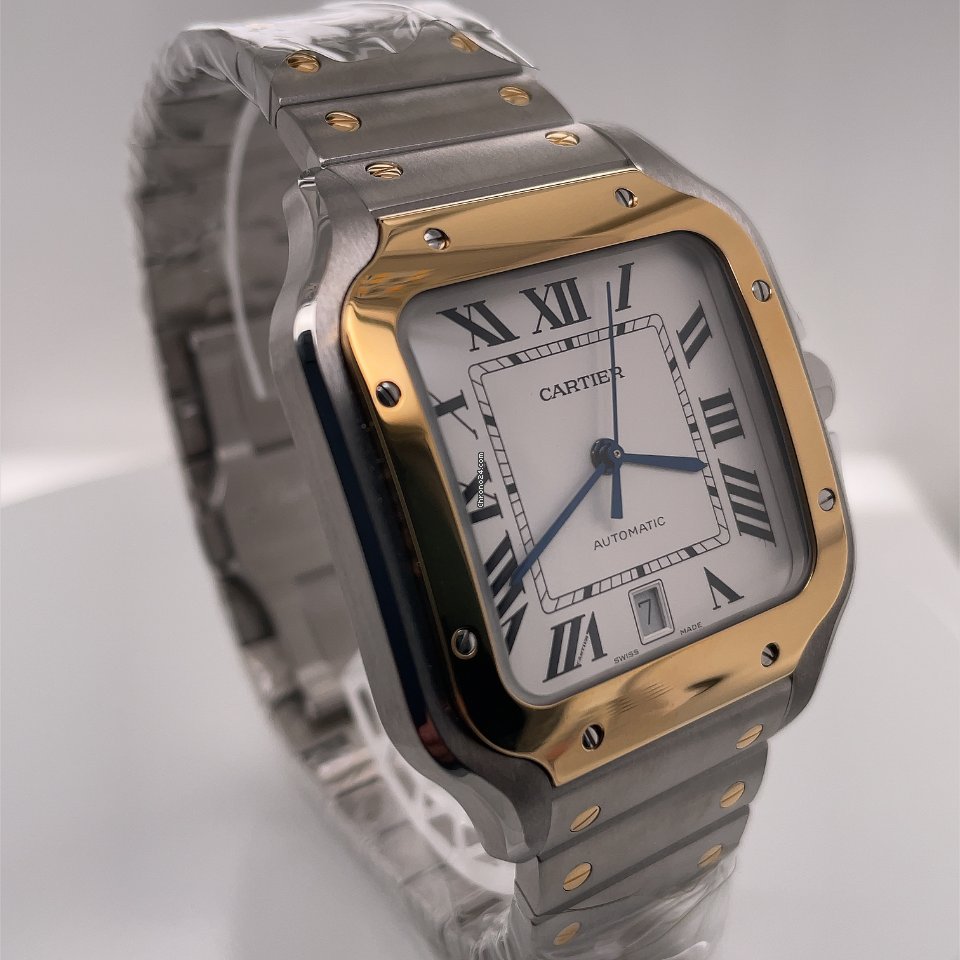 IMG_9081 Cartier Santos Mens watch Unisex Automatic Gold Steel W2SA0006 Replica 8