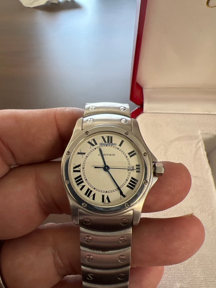 IMG_9081 Cartier Santos Mens watch Unisex Quartz Steel 1561.1 Replica 8