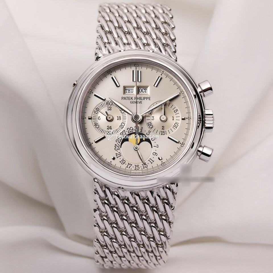 Patek Philippe Perpetual Calendar Chronograph Mens watch Unisex Manual winding White gold 3970