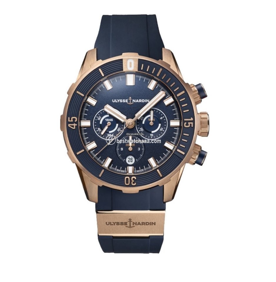 Ulysse Nardin Diver Chronograph Mens watch Unisex Automatic Rose gold 1502-170-3 93