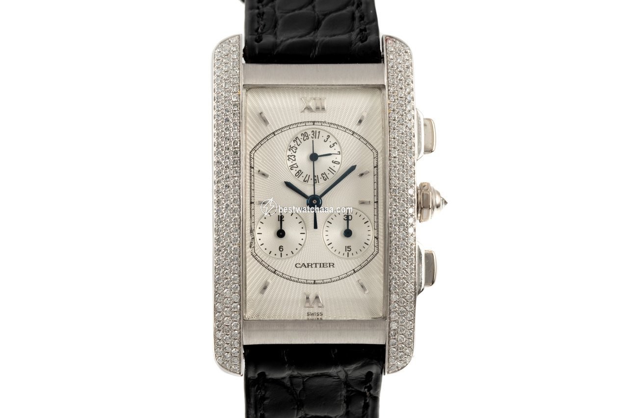 Cartier Tank Americaine Mens watch Unisex Quartz White gold 2339