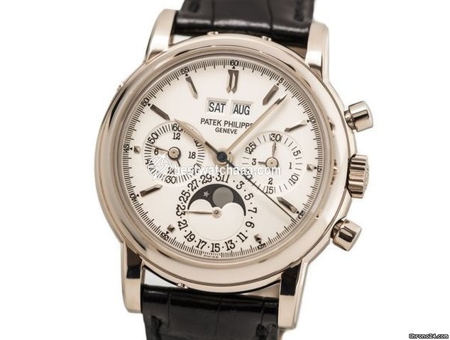 Patek Philippe Perpetual Calendar Chronograph Mens watch Unisex Manual winding White gold 3970EG-016