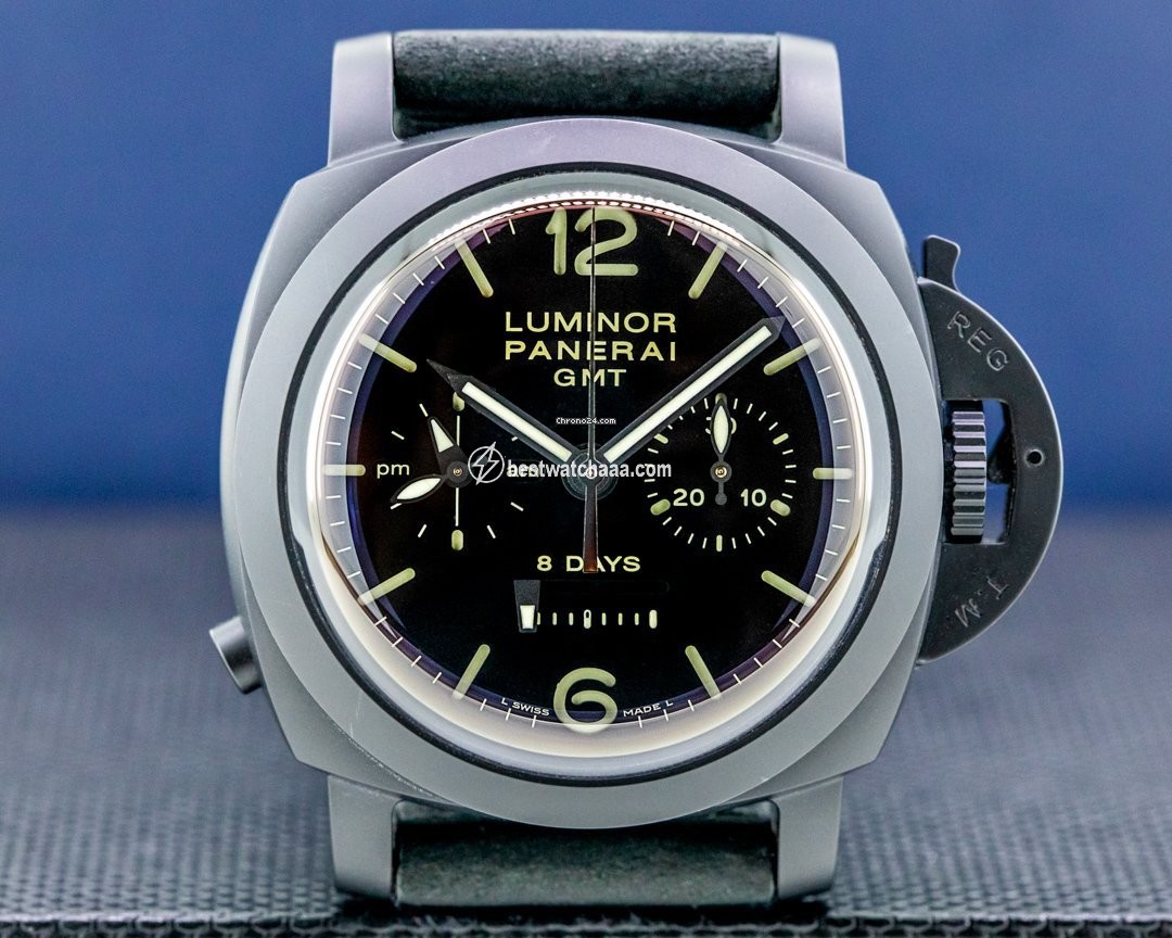 Panerai Luminor 1950 8 Days Chrono Monopulsante GMT Mens watch Unisex Manual winding Ceramic PAM00317