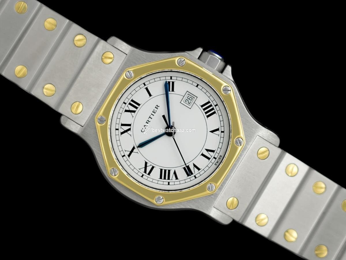 Cartier Santos Mens watch Unisex Automatic Gold Steel 8446ST
