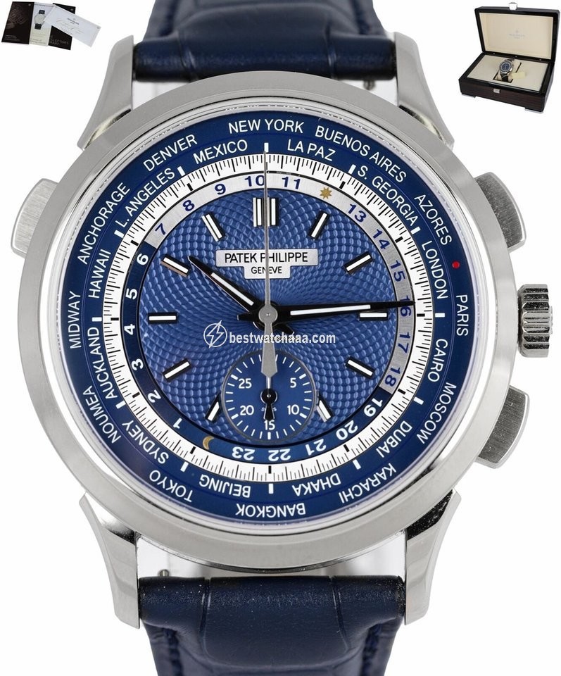Patek Philippe World Time Chronograph Mens watch Unisex Automatic White gold 5930G