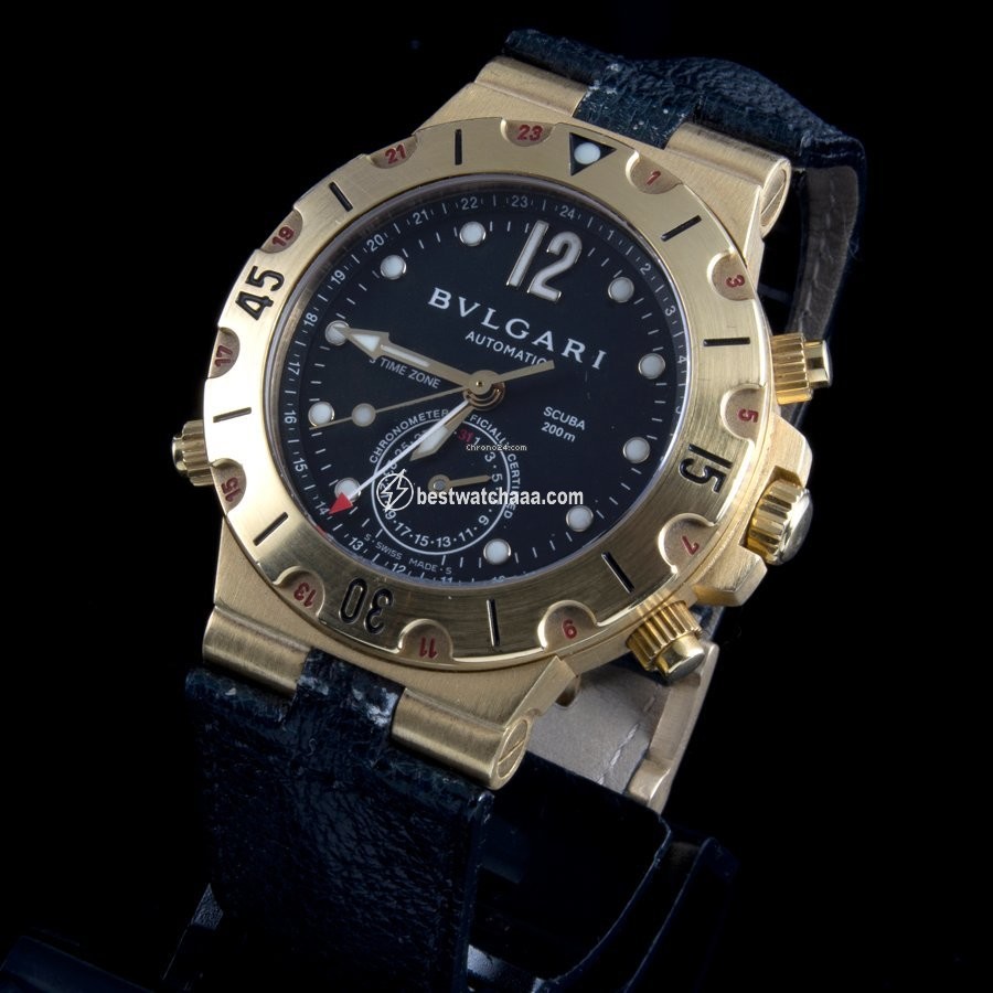 Bulgari Diagono Mens watch Unisex Automatic Yellow gold SD 38 G GMT