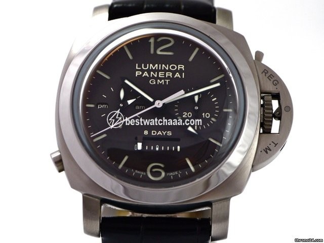 Panerai Luminor 1950 8 Days Chrono Monopulsante GMT Mens watch Unisex Manual winding Titanium PAM00311