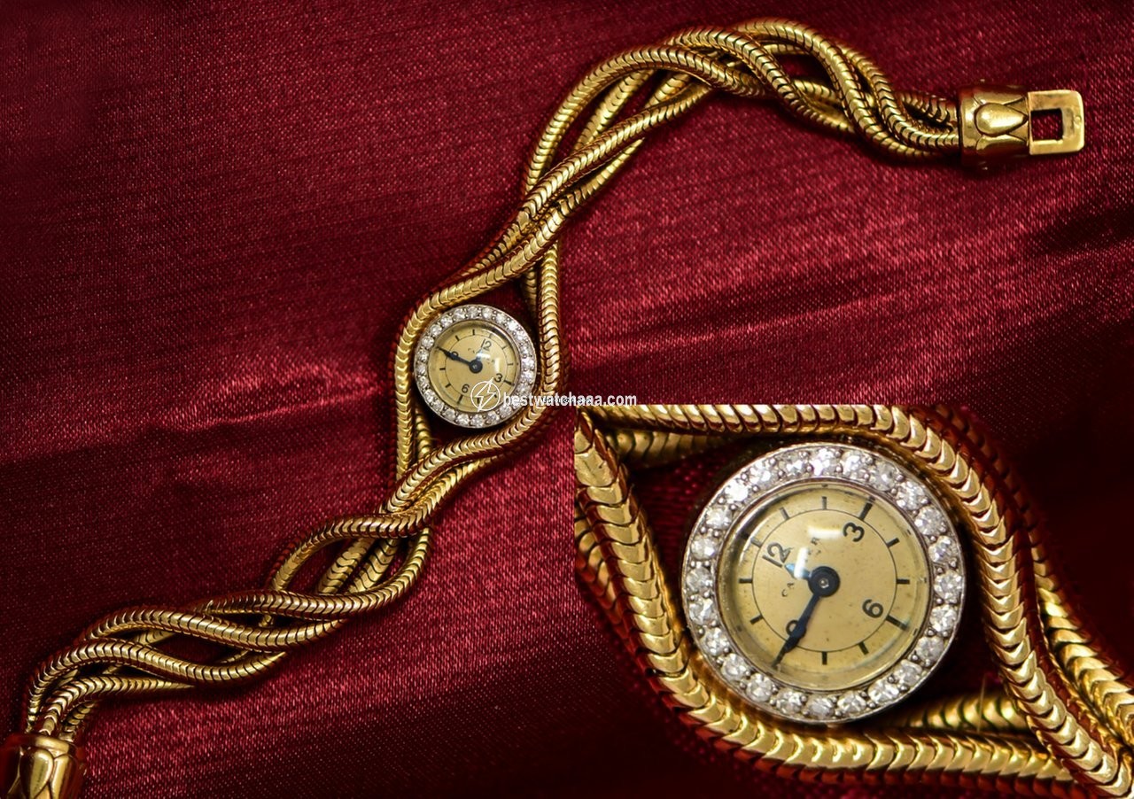 Cartier Womens watch Manual winding Yellow gold RARE 1940S DIAMOND SET PLATINUM, 18KT YG TRIPLE TWIST WATCH
